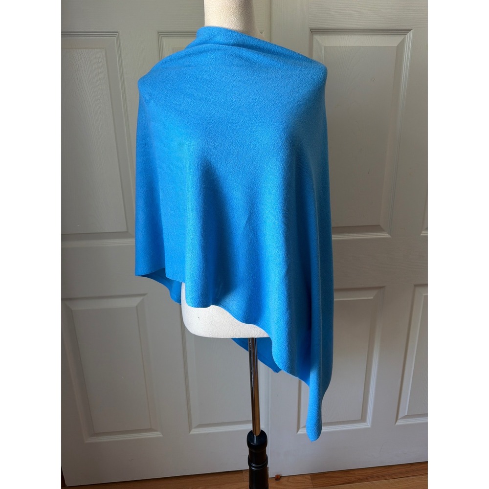 Blue Asymmetric Nursing Shawl Breastfeeding Cover Knit Wrap Maternity Baby